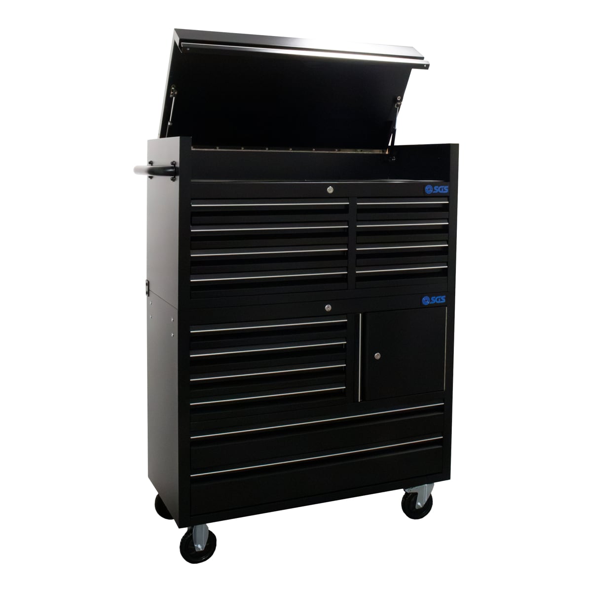 SGS 41in 14 Drawer Tool Chest & Roller Cabinet Combo | Black